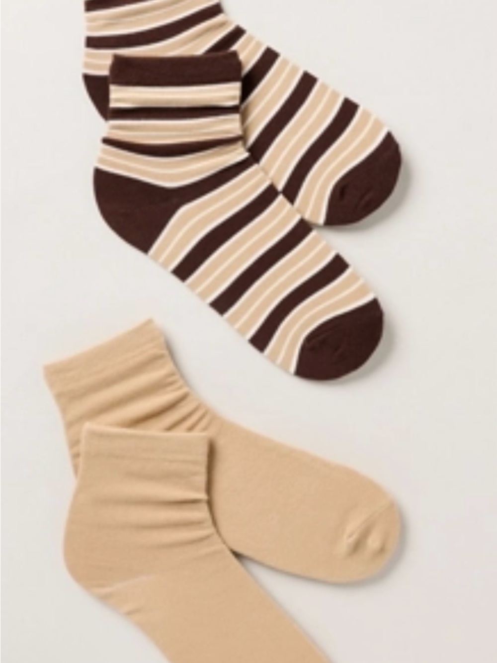 Anthropologie Striped Brown & Tan Ankle Sock Duo